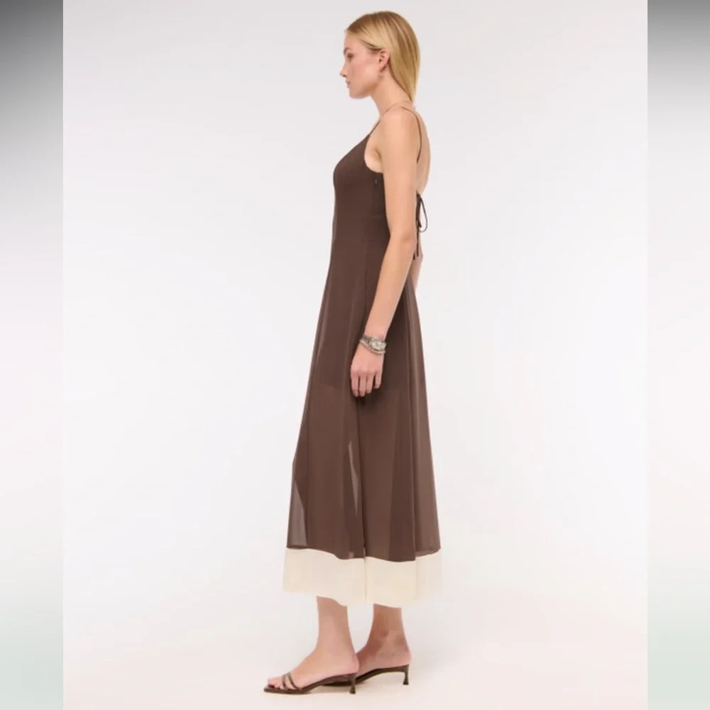 Abercrombie & Fitch Sheer Flowy Maxi Dress